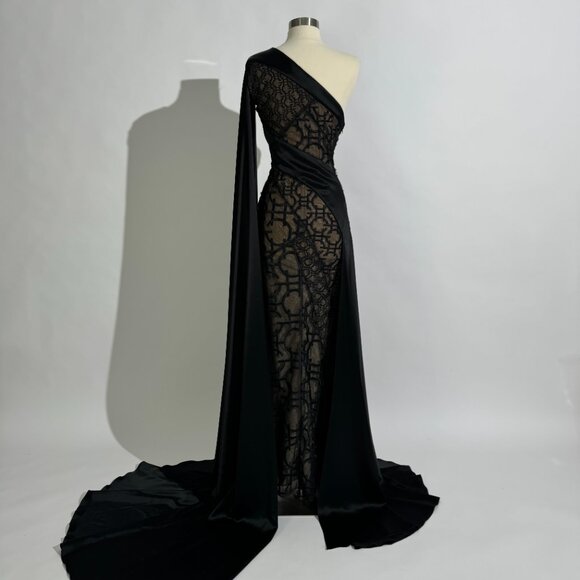 Brand New US 6 GEORGES HOBEIKA Fitted Asymmetrical Top Evening Gown - Picture 6 of 7